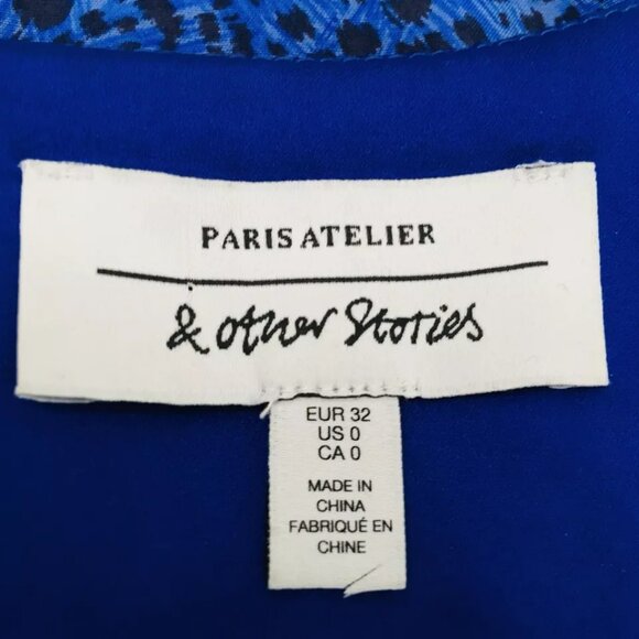 & Other Stories Leopard Print Midi Slip Dress Sz 0 Adjustable Straps Side Slits - Picture 12 of 15